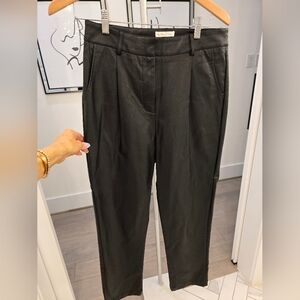 Black Vegan leather Cropped Trousers
